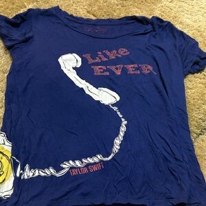 Taylor Swift Blue Tee with Red Script